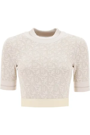 Palm Angels Monogram cropped top in lurex knit - M
