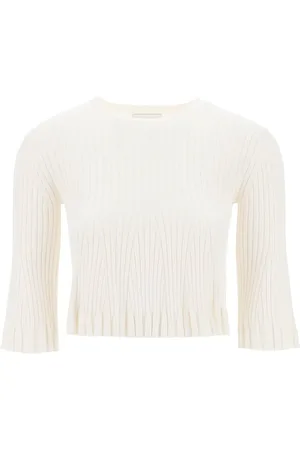 Loulou Studio Silk and cotton knit ammi crop top in - M