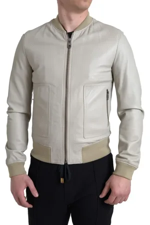 Dolce & Gabbana Leather Bomber Blouson Full Zip Jacket - IT48 | M