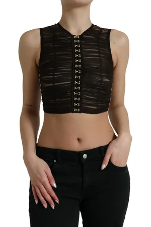 Dolce & Gabbana Embellished Nylon Stretch Cropped Top - IT40|S