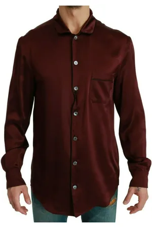 Dolce & Gabbana Bordeaux Silk Pajama-Inspired Shirt - IT40 | M