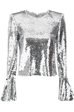 Self-Portrait Sequined cropped top - 8