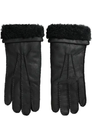 Dolce & Gabbana Leather Fur Short Hands Mitten Men Gloves - 10|XL