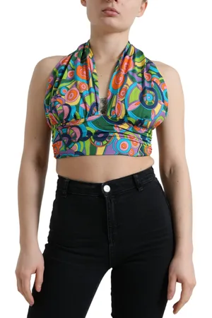 Dolce & Gabbana Halter Sleeveless Cropped Tank Top - IT40|S