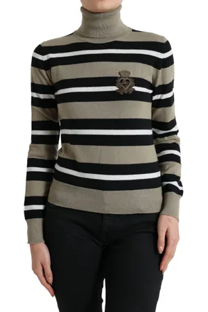 Dolce & Gabbana Stripes Logo Turtle Neck Pullover Sweater - IT40|S