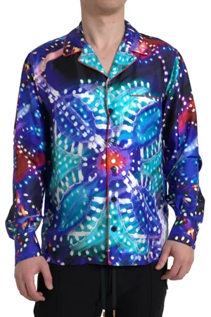 Dolce & Gabbana Silk Psychedelic Print Men Pajama Shirt - IT40 | M