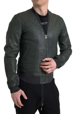 Dolce & Gabbana Perforated Leather Bomber Jacket - IT44 | XS