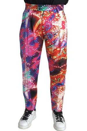 Dolce & Gabbana Printed Linen Men Trouser Pants - IT46 | S