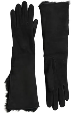 Dolce & Gabbana Leather Fur Elbow Length Gloves - 7|S