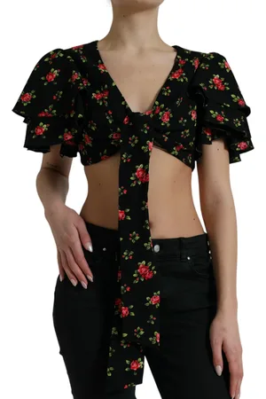 Dolce & Gabbana Floral Print Short Sleeves Cropped Top - IT40|S