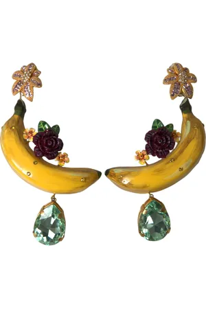 Dolce & Gabbana Brass Crystal Banana Clip-on Jewelry Dangling Earrings
