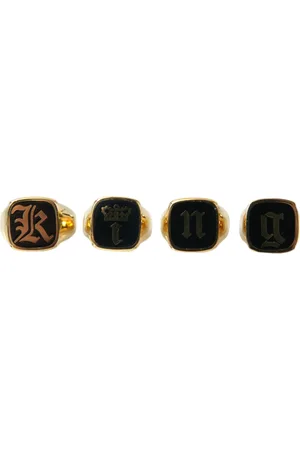 Dolce & Gabbana Brass KING Enamel Set of 4 Ring