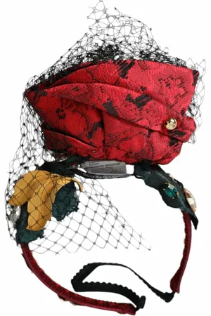 Dolce & Gabbana Rose Silk Crystal Netted Logo Headband Diadem