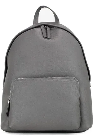 Burberry Abbeydale Branded Charcoal Grey Pebbled Leather Backpack Bookbag