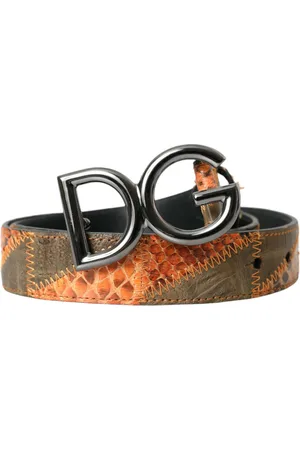 Dolce & Gabbana Patchwork Python Leather Logo Buckle Belt Men - 90 cm / 36 Inches