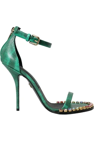 Dolce & Gabbana Exotic Leather Crystal Sandals Shoes - EU39/US8.5