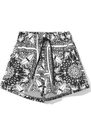 Comme des Fuckdown Chic Monochrome Palms Cotton Shorts - XS