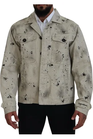 Dsquared2 Off White Splash Print Casual Denim Jacket - IT48 | M