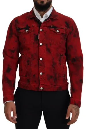 Dsquared2 Red Tie Dye Collared Men Denim Jacket - IT48 | M