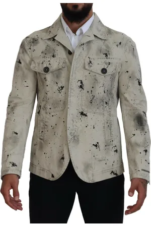 Dsquared2 Off White Splash Print Casual Denim Jacket - IT48 | M