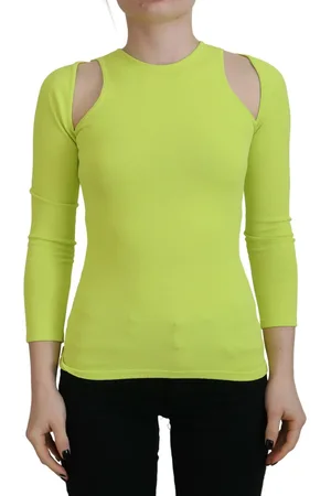 Dsquared2 Yellow Viscose Open Shoulder Long Sleeves Top - IT38 | XS