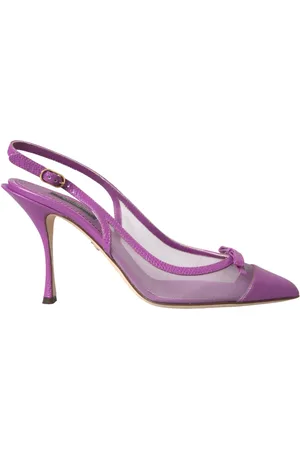 Dolce & Gabbana Leather Mesh High Heels Slingback Shoes - EU39/US8.5