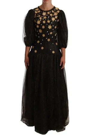 Dolce & Gabbana Crystal Floral Maxi Ball Gown Dress - IT40|S