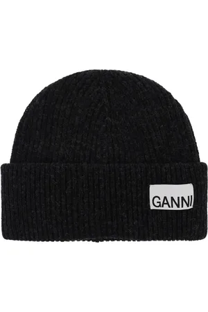 Ganni Beanie hat with logo label - OS