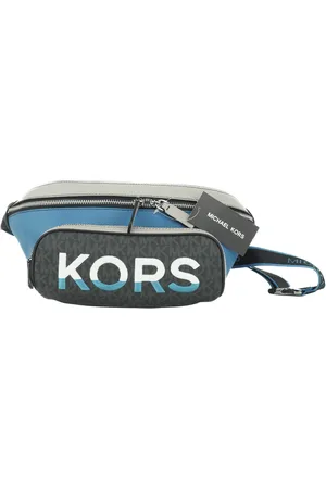 Michael Kors Cooper Large Blue Multi Leather Embroidered Logo Utility Belt Bag