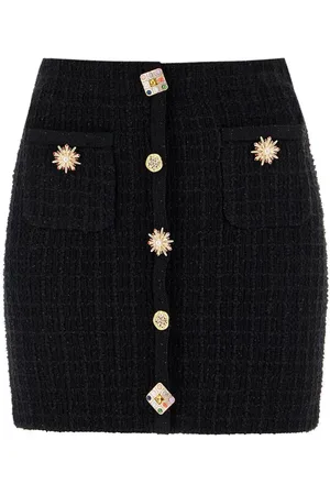 Self-Portrait Knitted mini skirt with jewel buttons - M