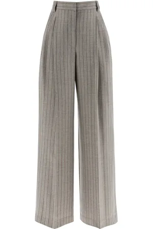 Brunello Cucinelli Wide virgin wool pinstripe trousers - 40