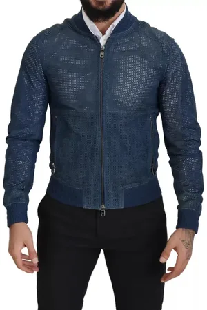 Dolce & Gabbana Leather Perforated Full Zip Jacket - IT46 | S