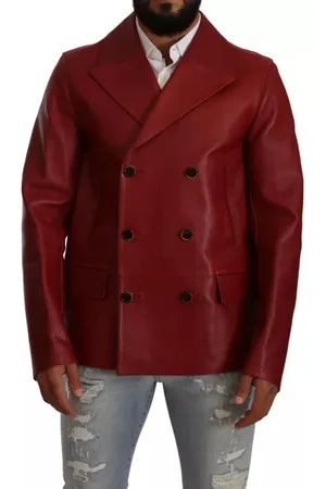 Dolce & Gabbana Double Breasted Leather Coat Jacket - IT48 | M