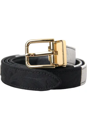 Dolce & Gabbana White Patchwork Gold Metal Buckle Belt - 70 cm / 28 Inches