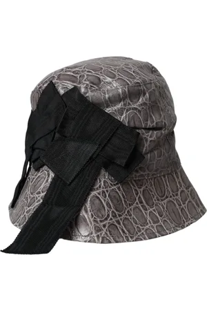Dolce & Gabbana Gray Patterned Leather Bucket Hat - 56 cm|XS