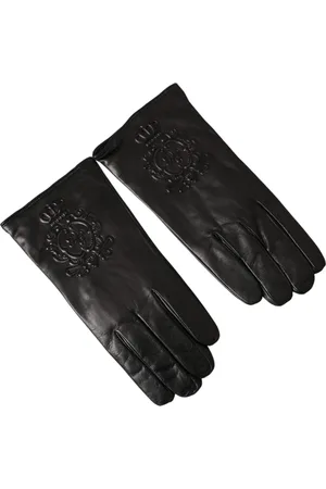 Dolce & Gabbana Leather Embossed Logo Short Hands Gloves - 10,5 |L