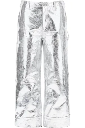Simone Rocha Laminated leather pants with folded hem - M