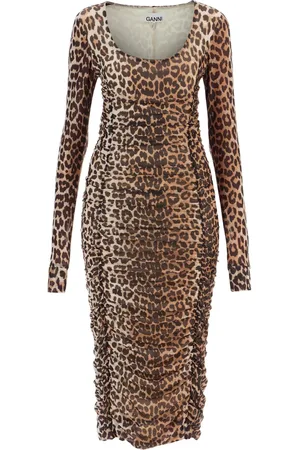 Ganni Animal print midi dress in mesh - 36
