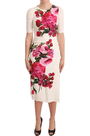 Dolce & Gabbana Elegant Floral Midi Bodycon Dress - IT38|XS