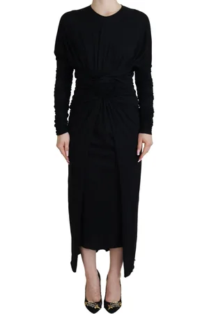 Dolce & Gabbana Elegant Sheath Wrap Dress with Long Sleeves - IT36 | XS