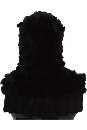 Dolce & Gabbana Silver Fox Fur Cashmere Hooded Scarf