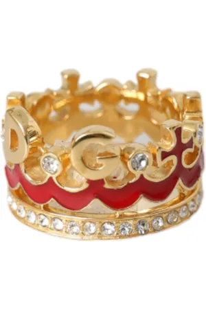 Dolce & Gabbana Tone BrassCrystal Enamel DG CROWN Statement Ring - EU51 | US5,5