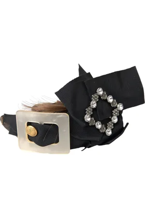 Dolce & Gabbana Crystal Button Brown Hair Women Headband Diadem