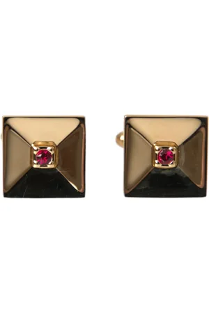 Dolce & Gabbana Plated Brass Crystal Square Pin Cufflinks