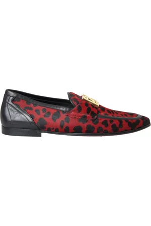 Dolce & Gabbana Red Leopard DG Loafers Formal Men Shoes - EU39/US6