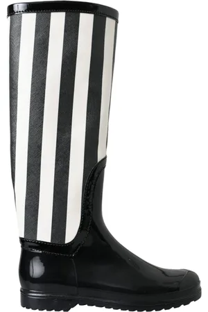 Dolce & Gabbana Rubber Knee High Flat Boots Shoes - EU35/US4.5
