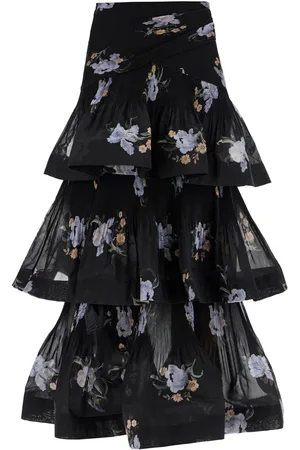 ZIMMERMANN Pleated ruffle skirt with floral print - 0