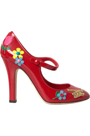 Dolce & Gabbana Leather Embellished Mary Jane Pumps Heels Shoes - EU40/US9.5