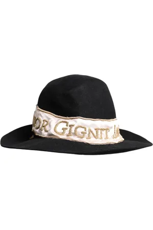 Dolce & Gabbana Black Logo Sequin Embroidery Wide Brim Hat - 57 cm|S
