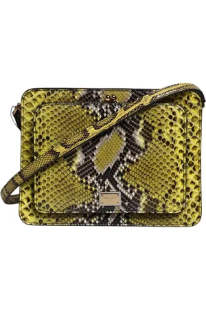 Dolce & Gabbana Green Exotic Leather DG Plaque Crossbody Clutch Bag